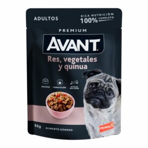 Alimento Húmedo Para Perros Adultos Con Res, Vegetales Y Quinua En Pouch AVANT 85 G