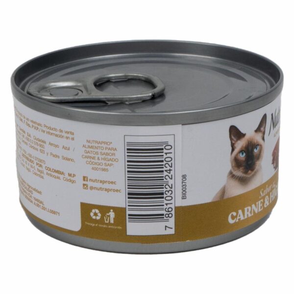 Alimento Húmedo Para Gatos Sabor A Carne E Hígado En Lata NUTRAPRO 85 G - Imagen 4