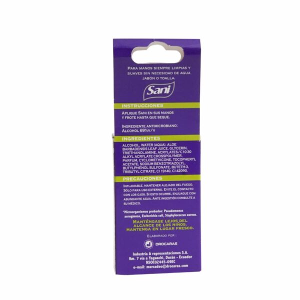 Gel Antibacterial Para Manos Con Aloe Vera SANI 75 Ml - Imagen 2