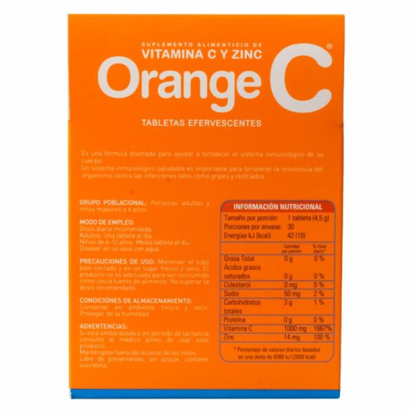 Vitamina C + Zinc Efervescente ORANGE C X 30 Uds - Imagen 3