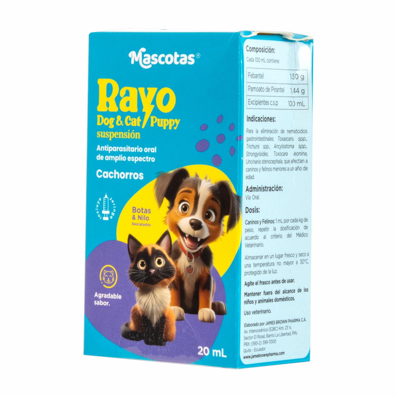Antiparasitario Para Mascotas Puppy Para Perros Y Gatos RAYO DOG 20 Ml - Imagen 3
