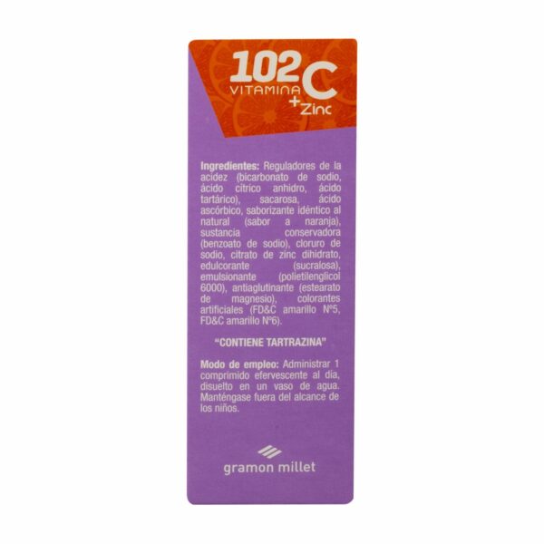 Vitamina C Efervescentes Mas Zinc 102 VITAMINA C 45 G - Imagen 3