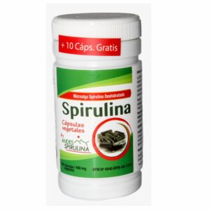 Spirulina Microalga Deshidratada ANDES SPIRULINA Frasco X100 Cápsulas Vegetales X400 Mg