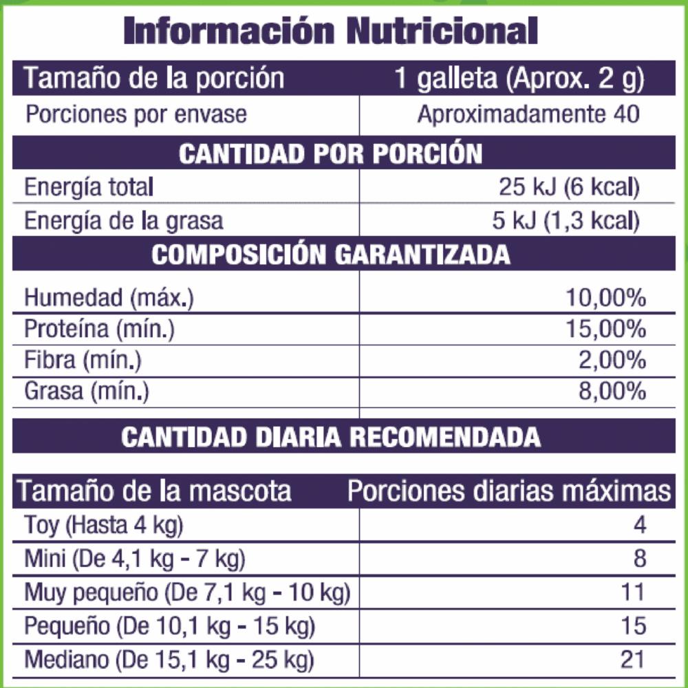 Galletas Para Perros Razas Pequeñas Y Minis Sabor Arroz Con Carne HUESITOS 80 G - Imagen 2