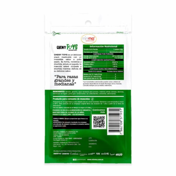 Snack Para Perros Masticable Razas Grandes Y Medianas Sabor A Pollo Asado CHEWY TOYS 100 G - Imagen 3