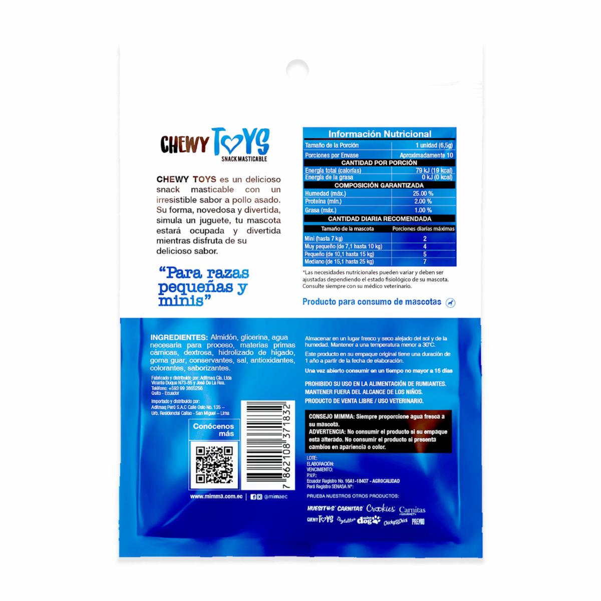 Snack Para Perros Masticable Razas Pequeñas Y Minis Sabor A Pollo Asado CHEWY TOYS 65 G - Imagen 3