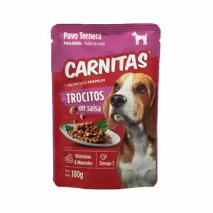 Snack Para Perros Adultos Todas Las Razas Trocitos En Salsa Pavo Ternera CARNITAS 100 G