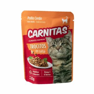 Snack Para Gatos Adultos Todas Las Razas Trocitos En Salsa Pollo Cerdo CARNITAS 85 G