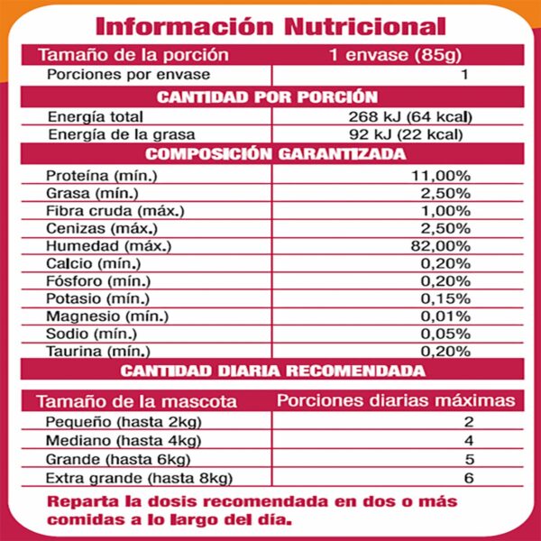 Snack Para Gatos Adultos Todas Las Razas Trocitos En Salsa Pollo Cerdo CARNITAS 85 G - Imagen 2