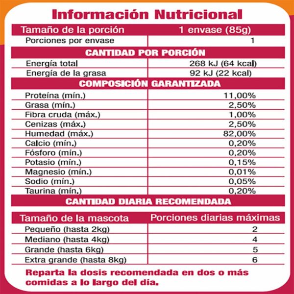 Snack Para Gatos Adultos Todas Las Razas Trocitos En Salsa Pollo Cerdo CARNITAS 85 G - Imagen 2