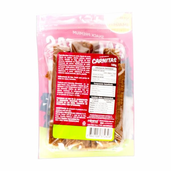 Snack Para Perros Gourmet De Cerdo Y Cordero CARNITAS 100 G - Imagen 2
