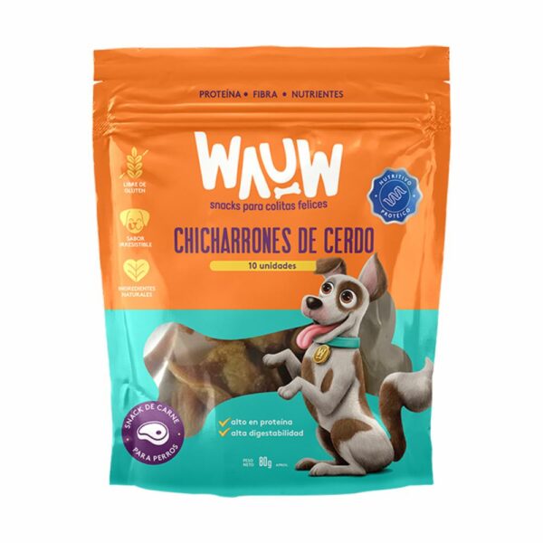Snack Para Perros Chicharrones De Cerdo WAUW 80 G