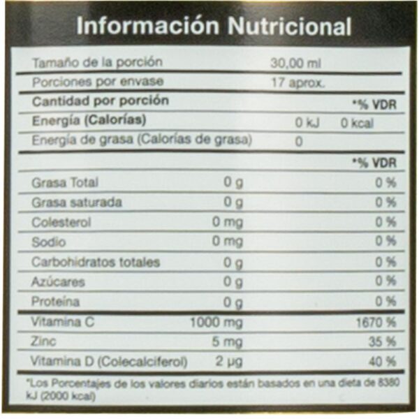 Vitamina C Triple Forte Suplemento NATURES GARDEN 500 ml - Imagen 2