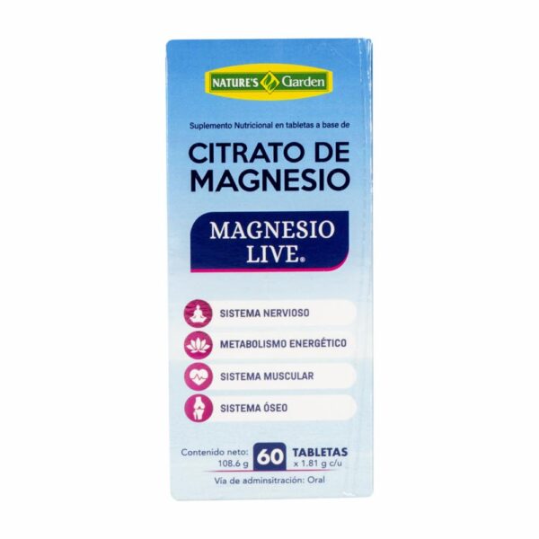 Citrato De Magnesio En tabletas NATURES GARDEN 108.60 G - Imagen 3