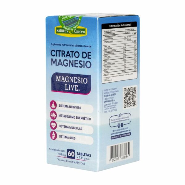 Citrato De Magnesio En tabletas NATURES GARDEN 108.60 G - Imagen 4