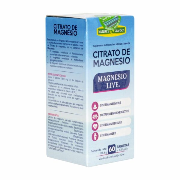 Citrato De Magnesio En tabletas NATURES GARDEN 108.60 G - Imagen 5