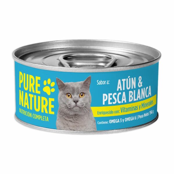 Alimento Húmedo Para Gatos De Atún Con Pesca Blanca PURE NATURE 156 G