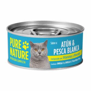 Alimento Húmedo Para Gatos De Atún Con Pesca Blanca PURE NATURE 156 G