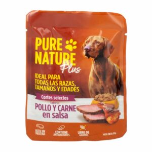 Alimento Para Perros Pollo Y Carne En Salsa PURE NATURE 85 G