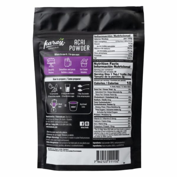 Acai En Polvo KARAY 113 g - Imagen 3