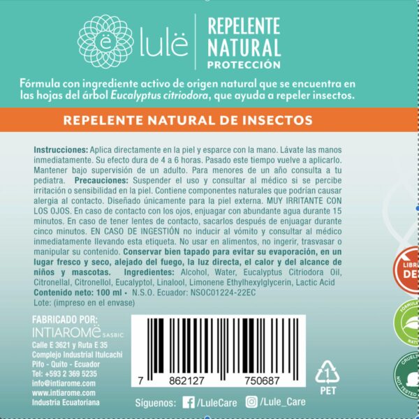 Repelente De Insectos Natural LULE 100 Ml - Imagen 2