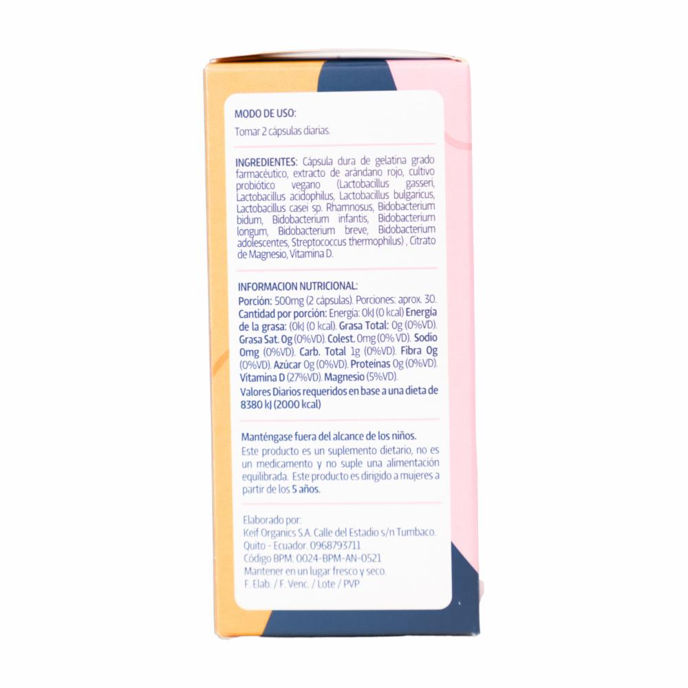 Megamix Probióticos Suplemento Alimenticio Para Mujer KEIF 60 Cápsulas De 250 Mg - Imagen 2