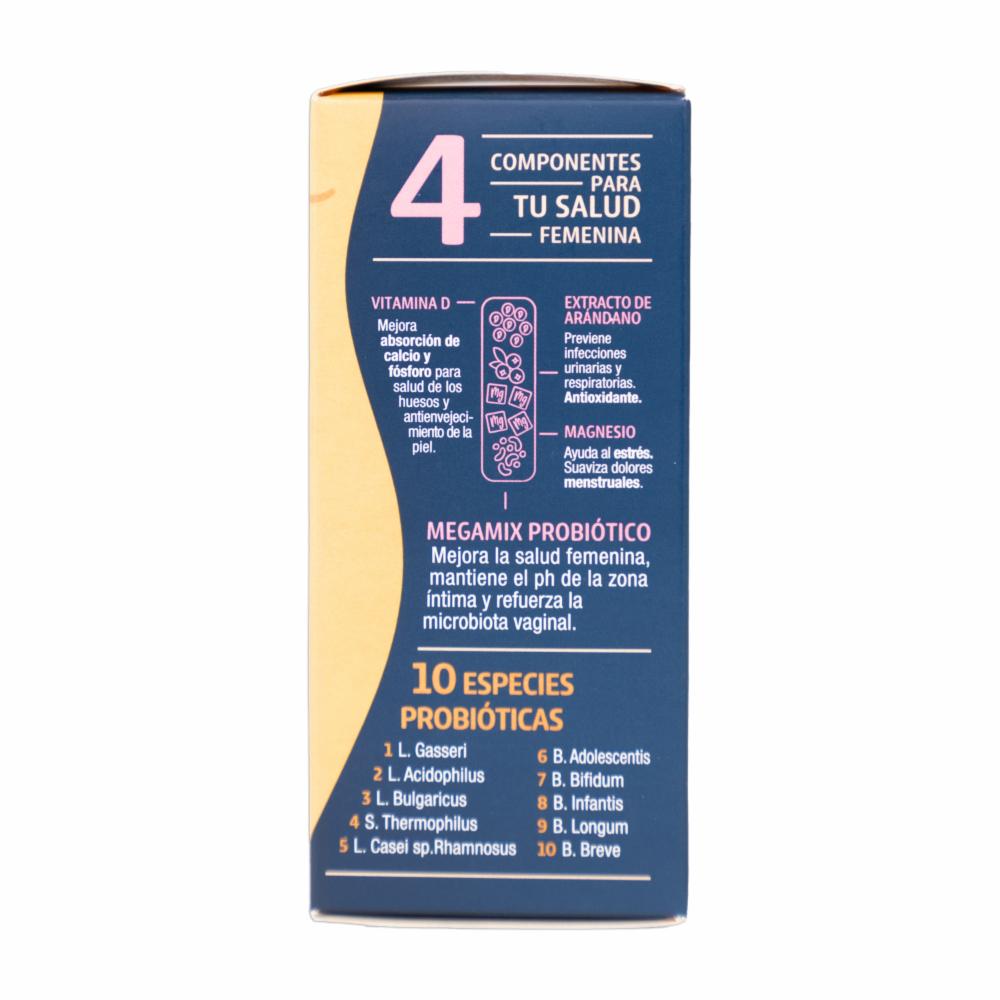 Megamix Probióticos Suplemento Alimenticio Para Mujer KEIF 60 Cápsulas De 250 Mg - Imagen 3