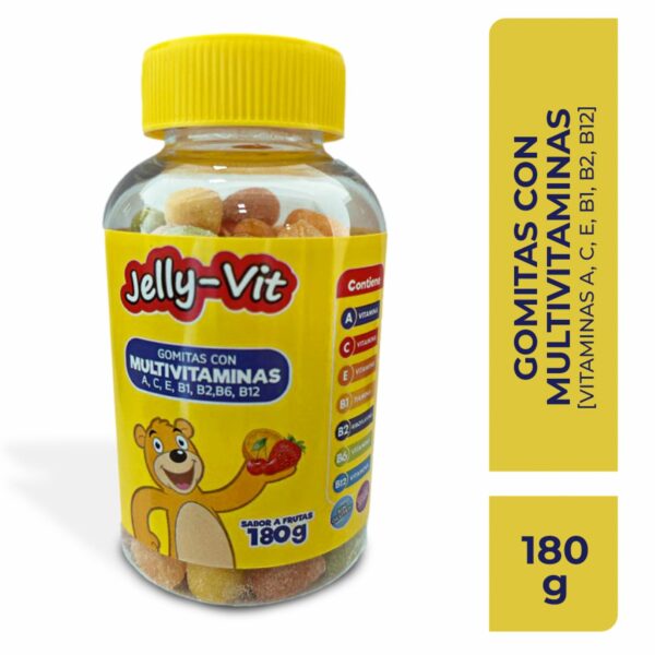Gomitas Con Multivitaminas A, C, E, B1, B2, B6, B12 Sabor A Frutas JELLY-VIT 90 Uds 180 G