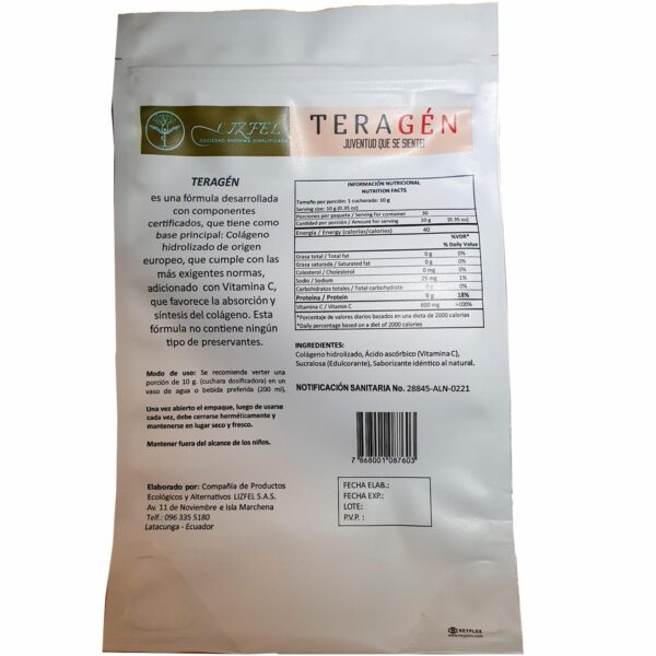 Colageno Hidrolizado Con Vitamina C TERAGÉN 300 G - Imagen 2