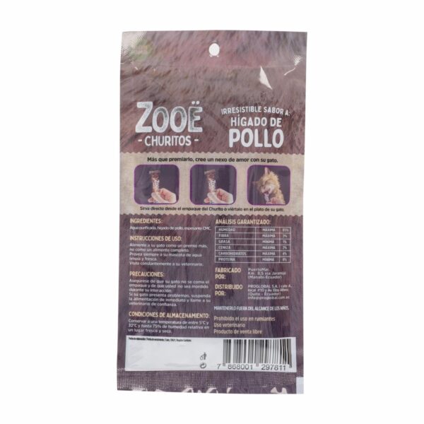 Snack Para Perros Churitos Hígado De Pollo ZOOE 56 G - Imagen 2