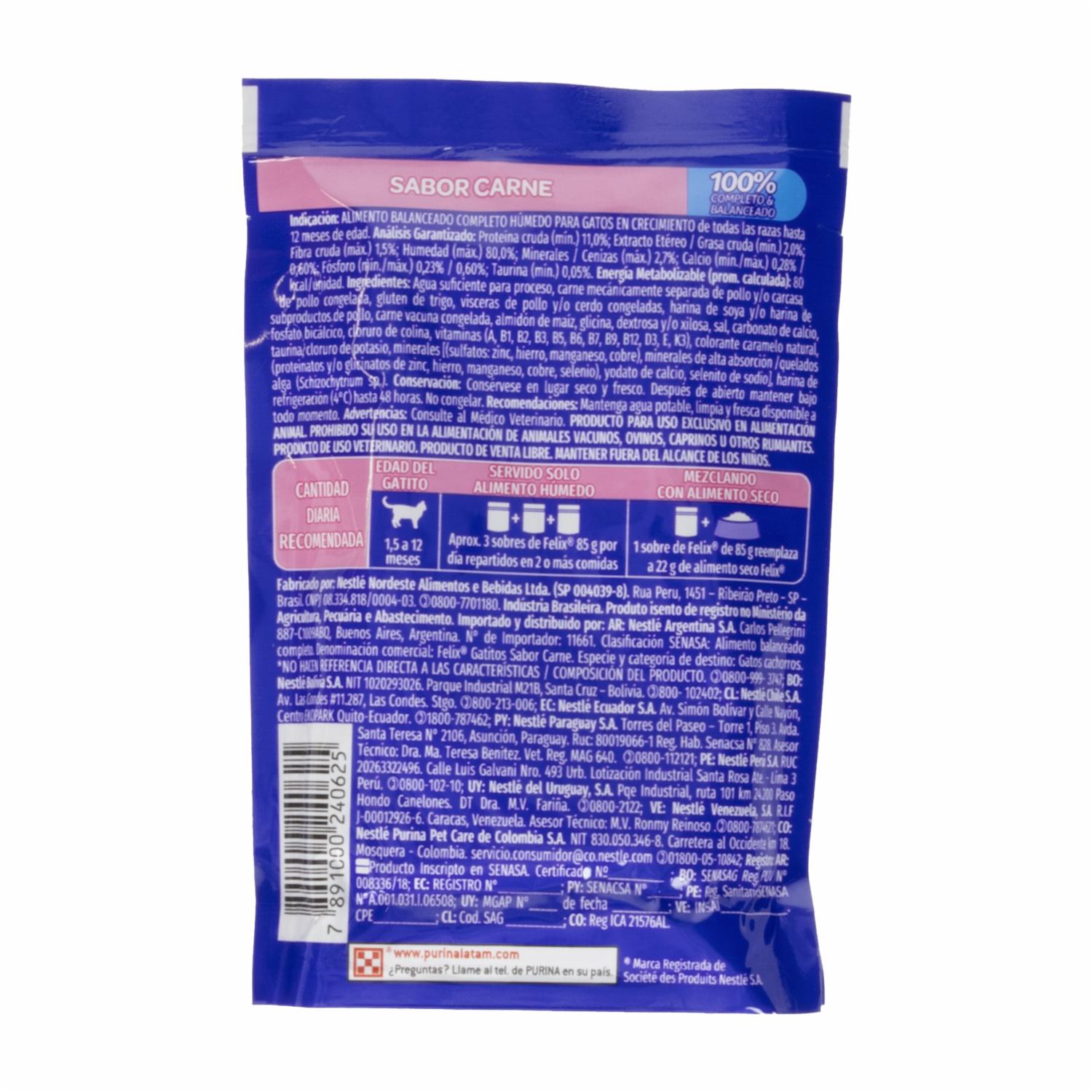 Alimento Húmedo Para Gato De Carne PURINA CAT CHOW 85 G - Imagen 2