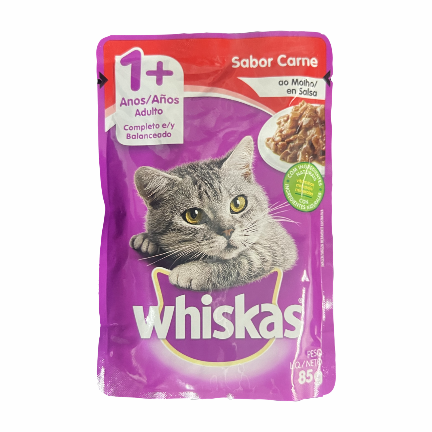 Alimento Para Gatos Adultos Sabor A Carne En Sobre WHISKAS 85 G - Imagen 2