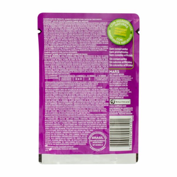 Alimento Para Gatos Húmedo Sabor A Carne En Sobre WHISKAS 85 G - Imagen 2