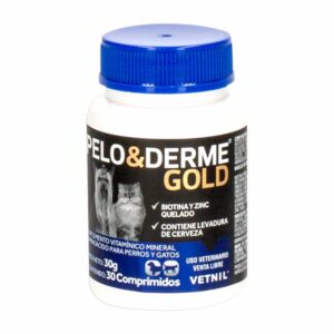 Suplemento Para Mascotas Mineral Aminoácido Para Alimentación Animal PELO&DERME GOLD 30 G