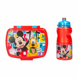 Set Infantil Botella Y Porta Alimentos Diseño Mickey Mouse STOR 2 Piezas