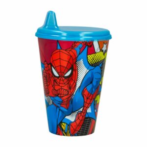 Vaso Con Tapa Infantil Diseño Spiderman STOR 430 Ml