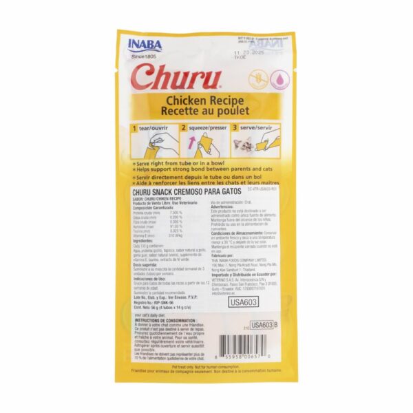 Snack Para Gatos Sabor A Pollo CHURU 56 G - Imagen 2