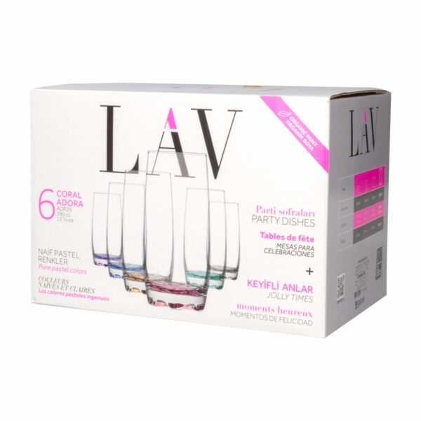 Set De Vasos Para Bebida Con Fondo De Colores 6X390 Ml LAV LV-ADR25