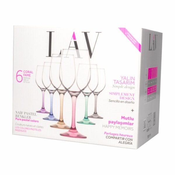 Set Copas De Agua O Vino Con Base De Colores LAV 6 Piezas - Imagen 2
