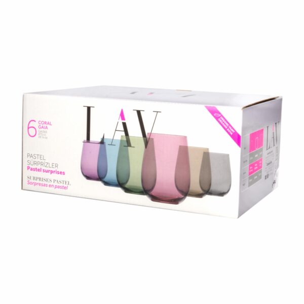 Set De Vasos De Colores Línea Gaia 6X470 Ml LAV GAI365 PFT6
