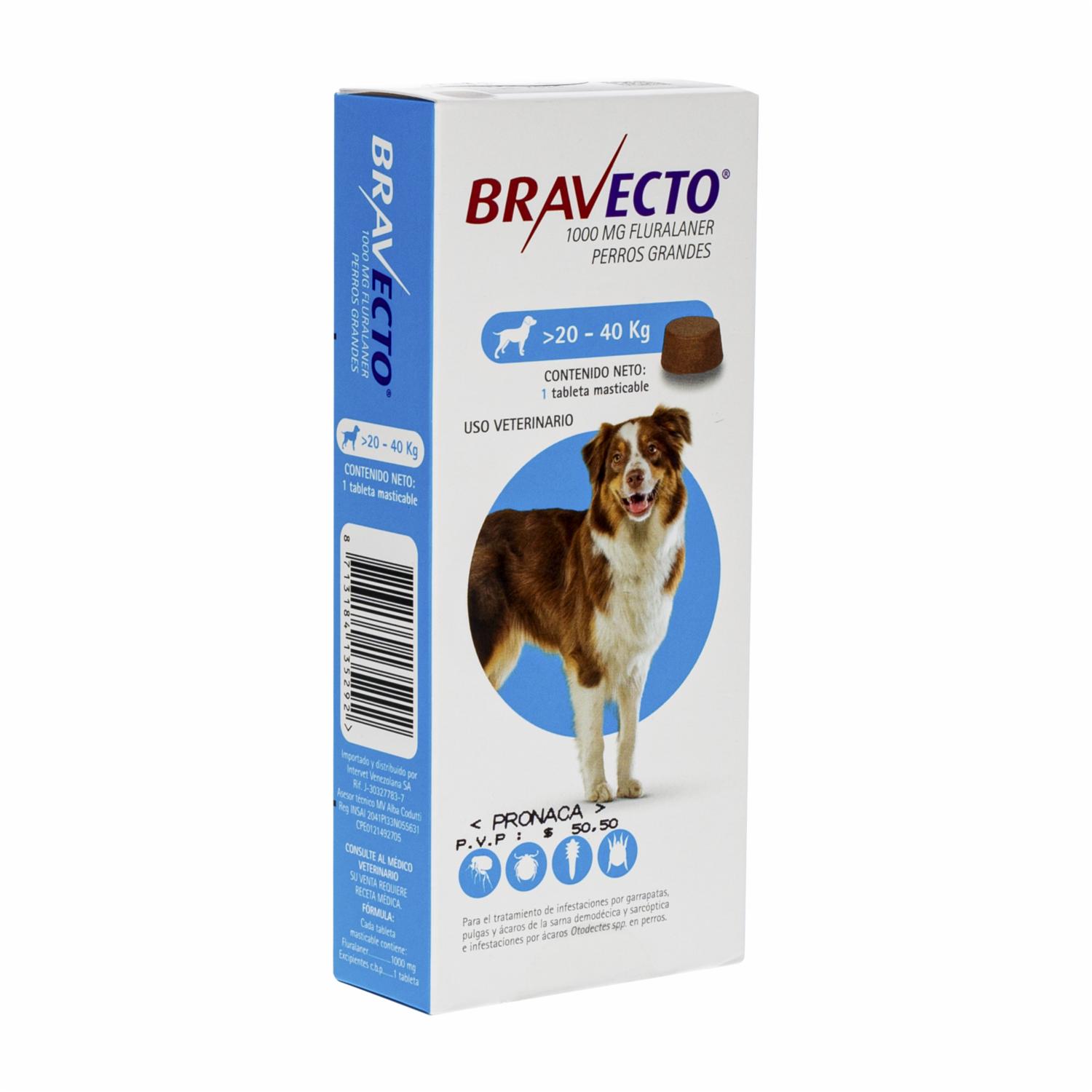 Antiparasitario Para Perros Externo De 20 A 40 Kg BRAVECTO De 20 Kg A 40 Kg