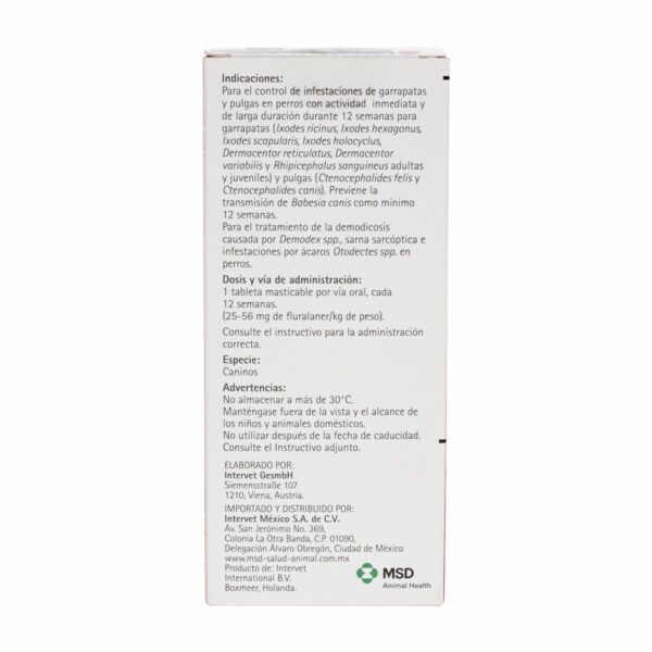 Antiparasitario Para Perros Externo De 40 A 56 Kg BRAVECTO De 40 Kg A 56 Kg - Imagen 2