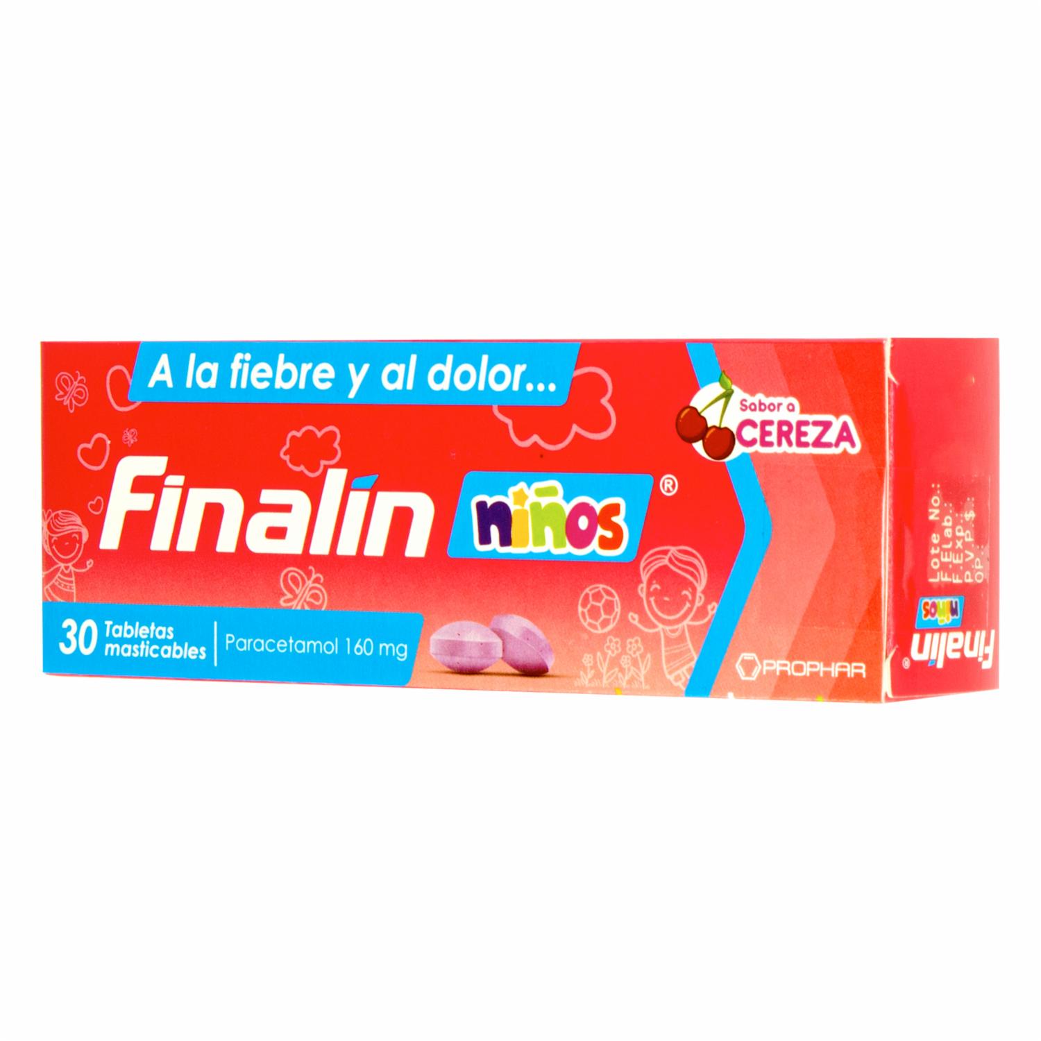 Analgésico Para Niños Sabor A Fresa FINALIN X 30 Uds - Imagen 2