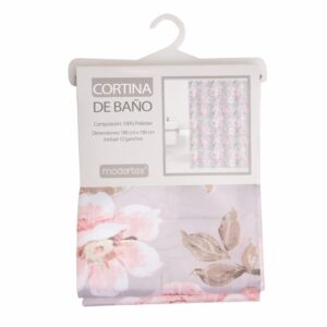 Cortina De Baño Rosas Fondo Gris MODERTEX 180 X 180 Cm