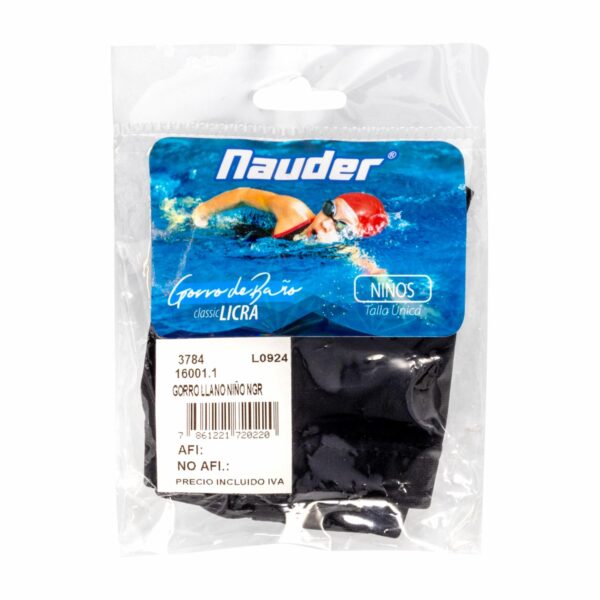 Gorro De Baño Niño Negro Llano NAUDER Talla Única - Imagen 2