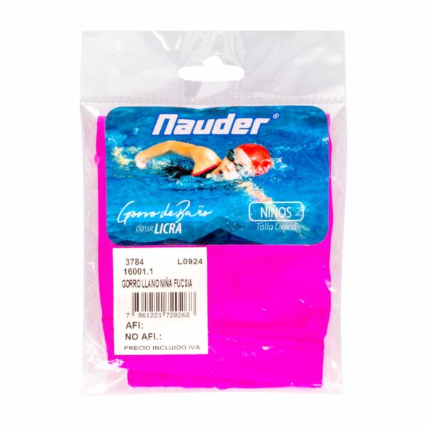 Gorro De Baño Niña Fucsia Llano NAUDER Talla Única - Imagen 2