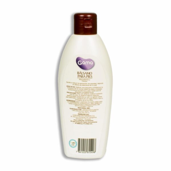 Bálsamo De Pies Cansado Macadamia Y Cacao GAMA 200 Ml - Imagen 2
