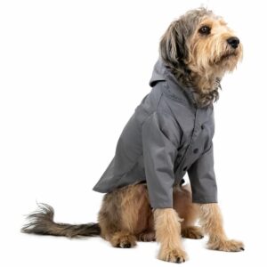 Abrigo Impermeable Para Mascota Color Gris MR. & MRS. Talla Extra Pequeño