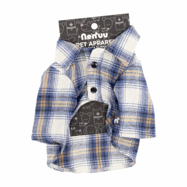 Camisa Leñadora Para Mascota Macho Color Azul MR. & MRS. Talla Extra Pequeño - Imagen 2