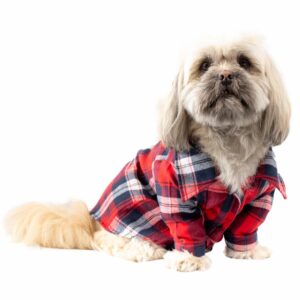 Camisa Leñadora Para Mascota Macho Color Rojo MR. & MRS. Talla Mediano